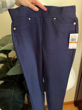 Michael Kors Navy Ponte Knit Slim Pants